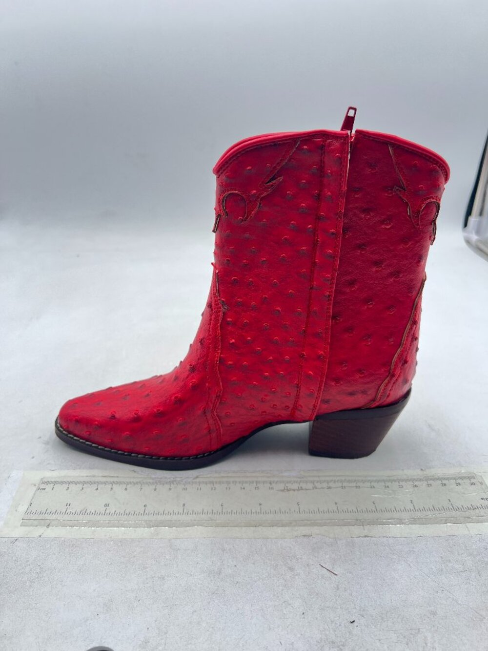 Red Cowgirl Ankle Boots Cowboy Boots for Women Western Booties Chunky Heel Shoe